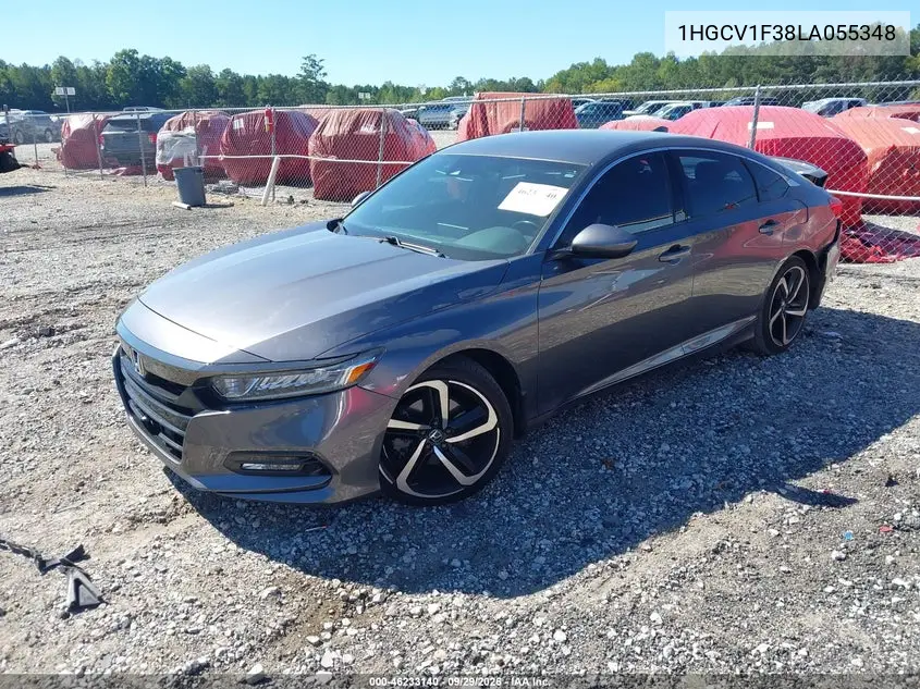 2020 HONDA ACCORD VIN 1HGCV1F38LA055348 — фото 2