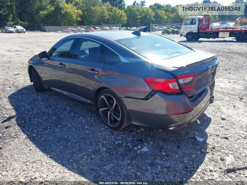 2020 HONDA ACCORD VIN 1HGCV1F38LA055348 — фото 3