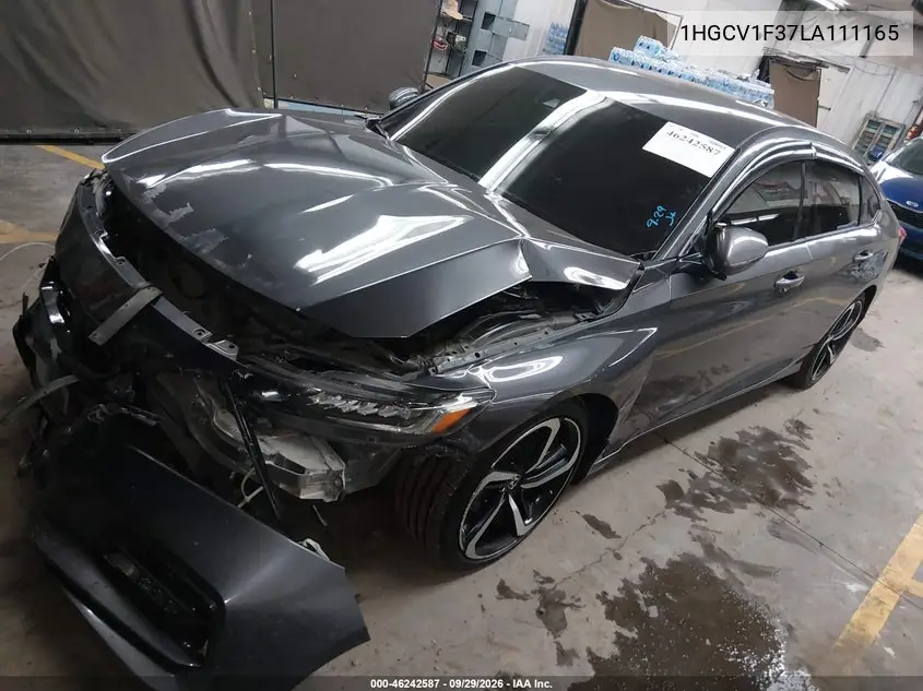 2020 HONDA ACCORD VIN 1HGCV1F37LA111165 — фото 2