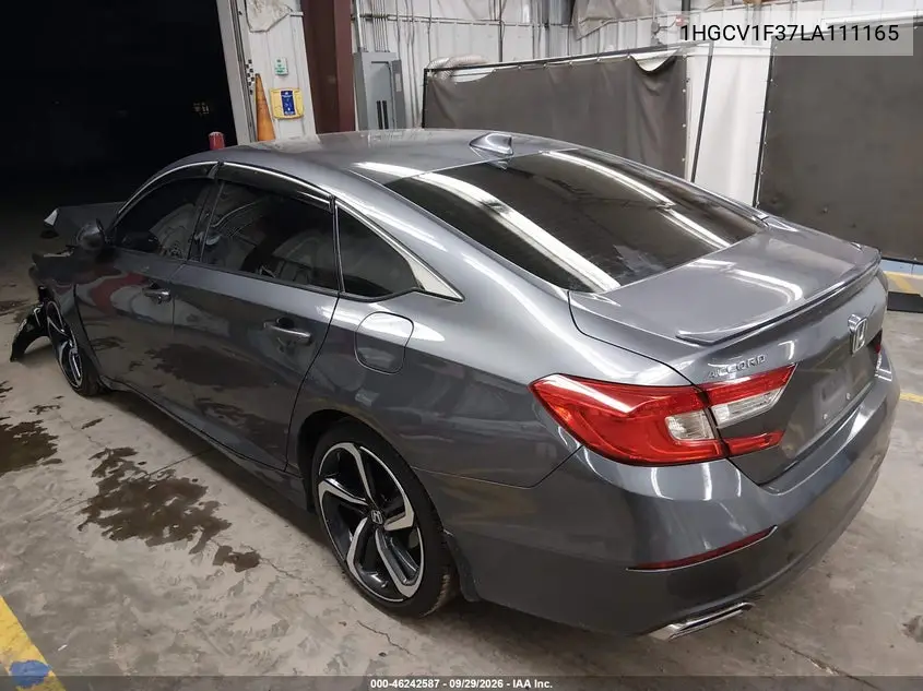 2020 HONDA ACCORD VIN 1HGCV1F37LA111165 — фото 3