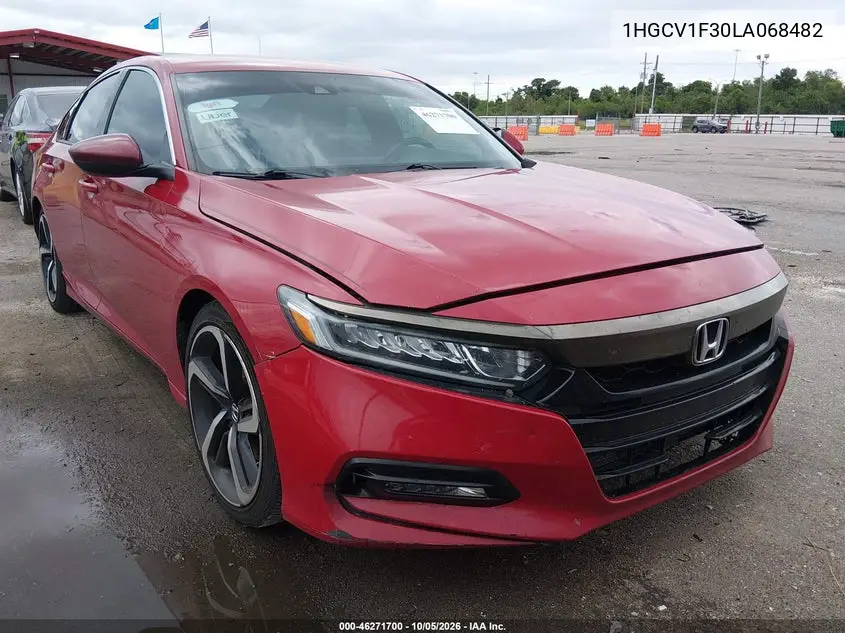 HONDA ACCORD 2020, VIN 1HGCV1F30LA068482