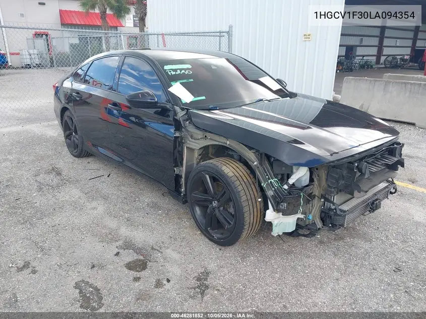 HONDA ACCORD 2020, VIN 1HGCV1F30LA094354