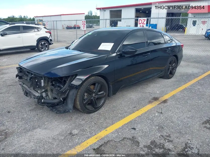 2020 HONDA ACCORD VIN 1HGCV1F30LA094354 — фото 2