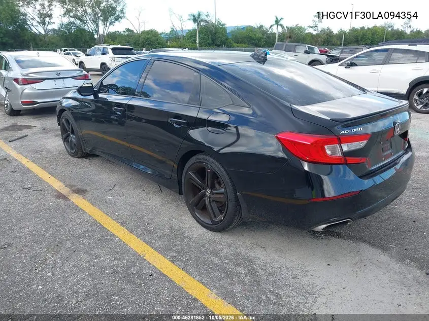 2020 HONDA ACCORD VIN 1HGCV1F30LA094354 — фото 3
