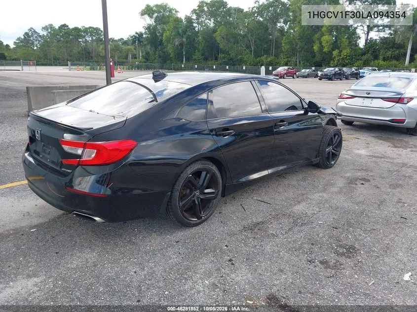 2020 HONDA ACCORD VIN 1HGCV1F30LA094354 — фото 4