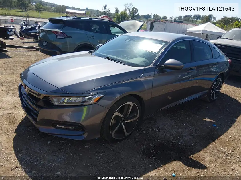 2020 HONDA ACCORD VIN 1HGCV1F31LA121643 — фото 2