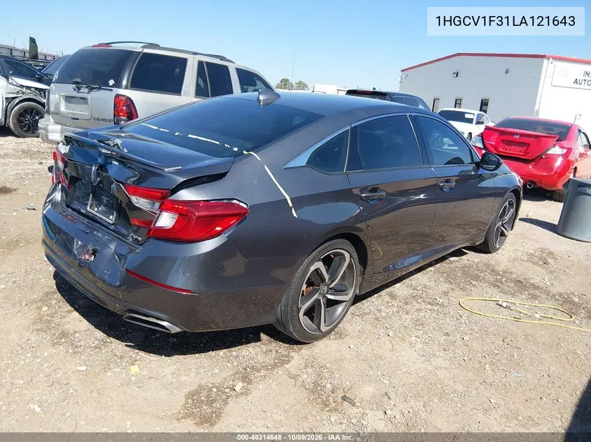 2020 HONDA ACCORD VIN 1HGCV1F31LA121643 — фото 4