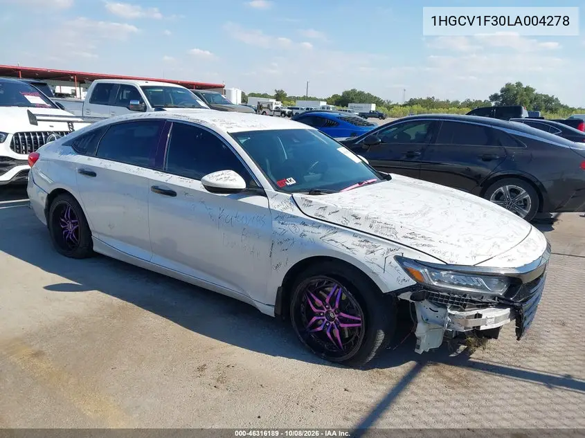 HONDA ACCORD 2020, VIN 1HGCV1F30LA004278