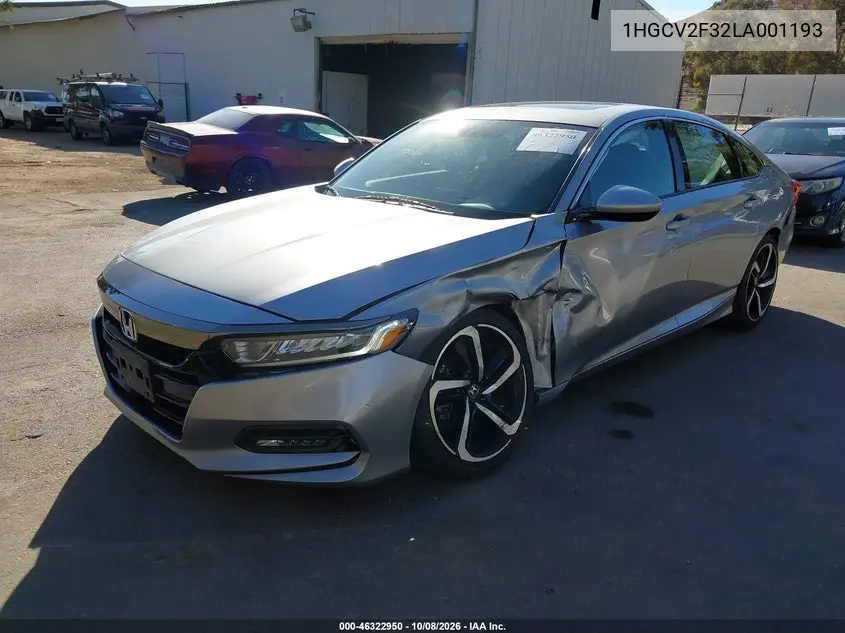 2020 HONDA ACCORD VIN 1HGCV2F32LA001193 — фото 2