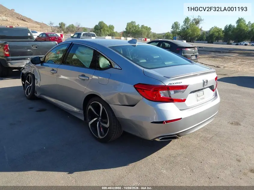 2020 HONDA ACCORD VIN 1HGCV2F32LA001193 — фото 3