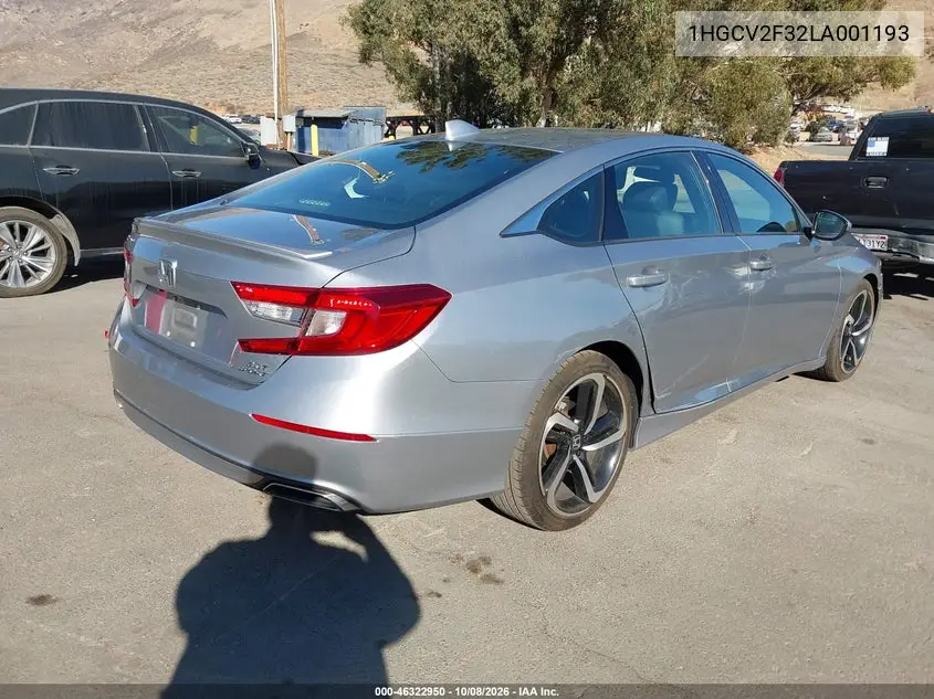 2020 HONDA ACCORD VIN 1HGCV2F32LA001193 — фото 4