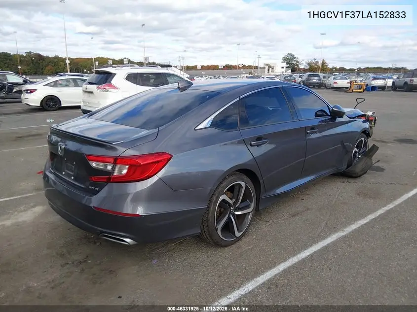 2020 HONDA ACCORD VIN 1HGCV1F37LA152833 — фото 4