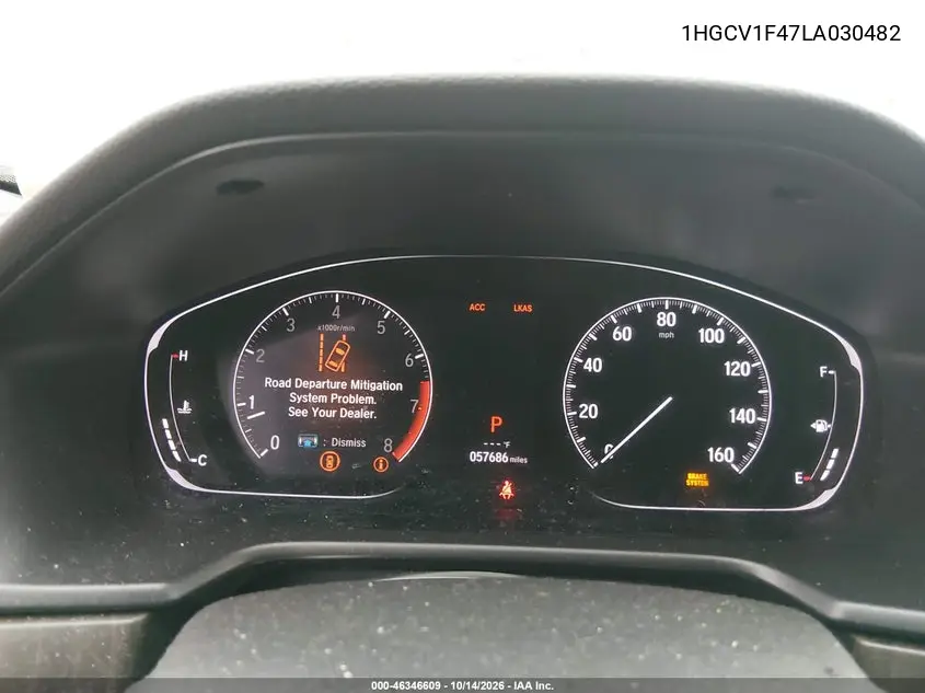 2020 HONDA ACCORD VIN 1HGCV1F47LA030482 — фото 7