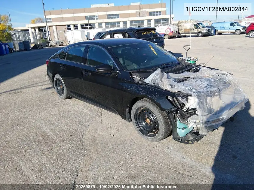 HONDA ACCORD 2021, VIN 1HGCV1F28MA802844