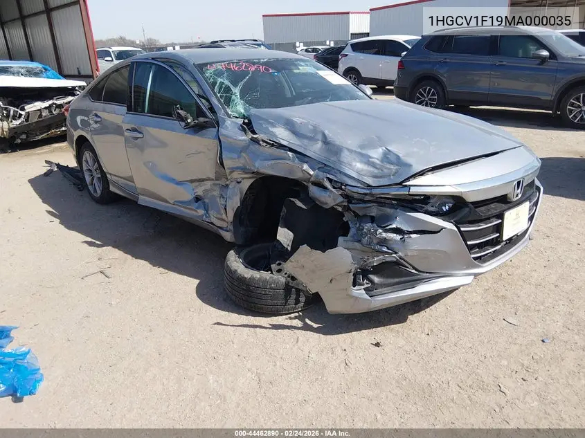 HONDA ACCORD 2021, VIN 1HGCV1F19MA000035