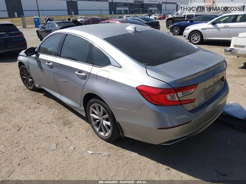 2021 HONDA ACCORD VIN 1HGCV1F19MA000035 — фото 3