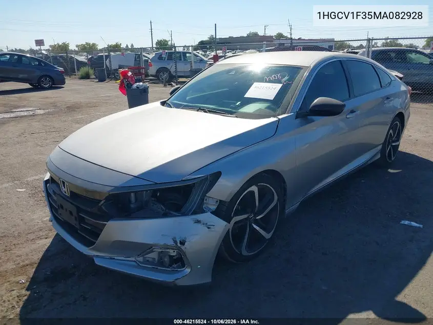 2021 HONDA ACCORD VIN 1HGCV1F35MA082928 — фото 2