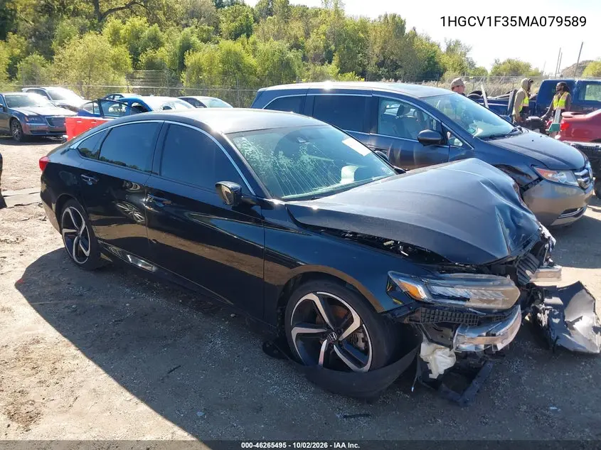 HONDA ACCORD 2021, VIN 1HGCV1F35MA079589