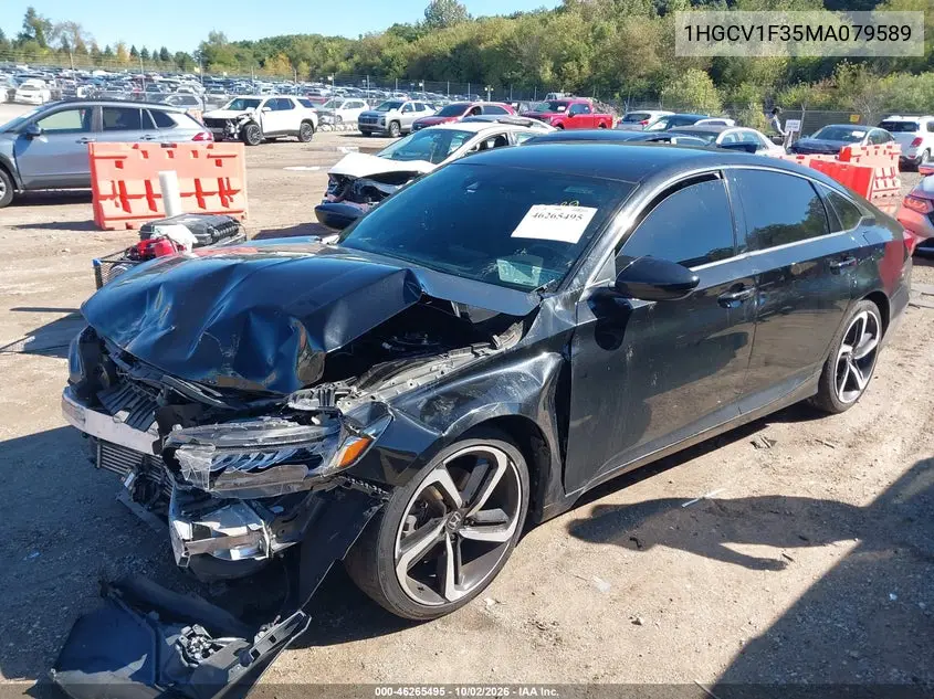 2021 HONDA ACCORD VIN 1HGCV1F35MA079589 — фото 2
