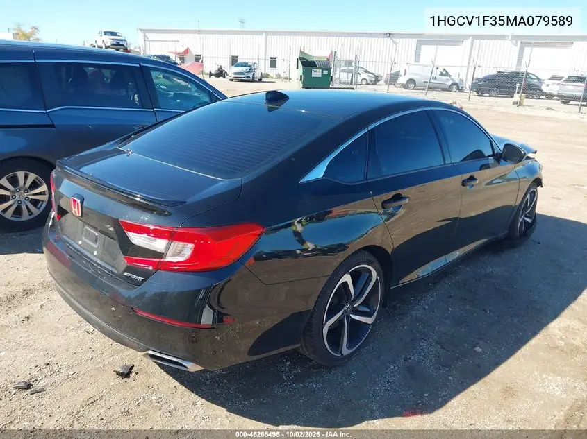 2021 HONDA ACCORD VIN 1HGCV1F35MA079589 — фото 4
