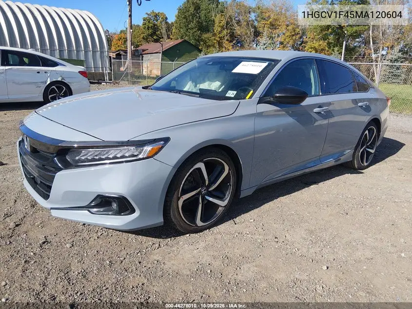 2021 HONDA ACCORD VIN 1HGCV1F45MA120604 — фото 2