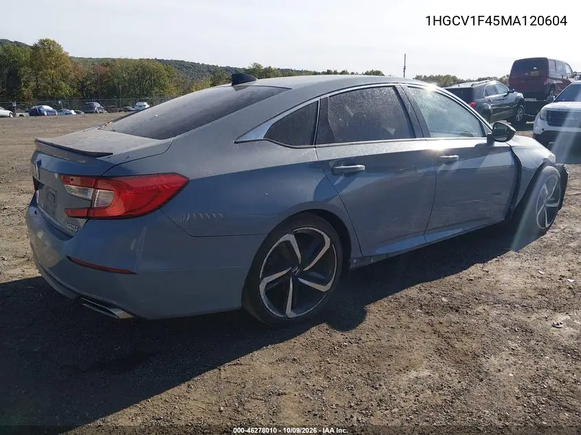 2021 HONDA ACCORD VIN 1HGCV1F45MA120604 — фото 4