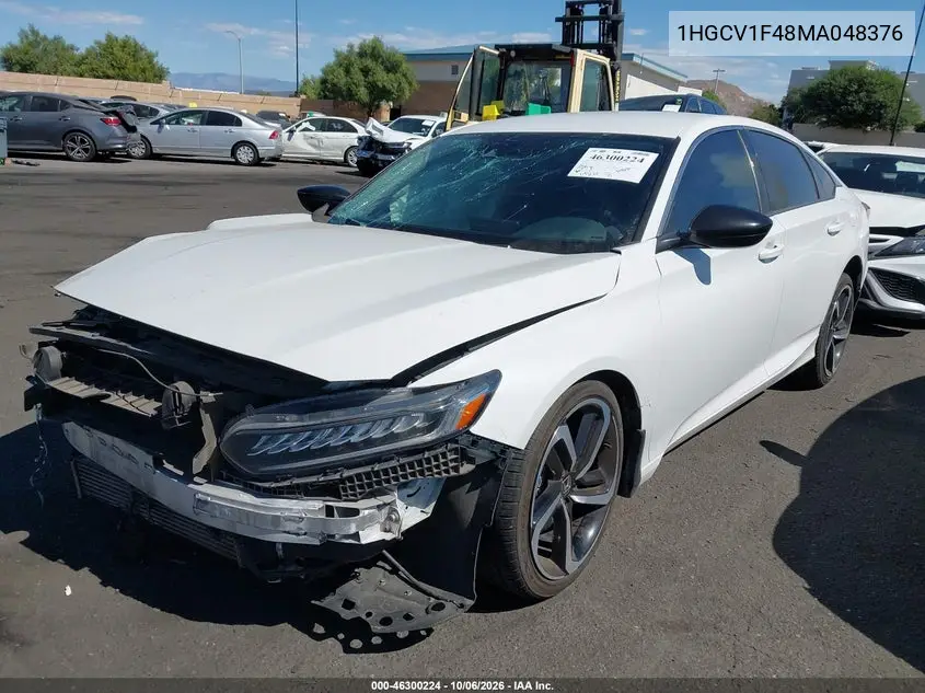 2021 HONDA ACCORD VIN 1HGCV1F48MA048376 — фото 2