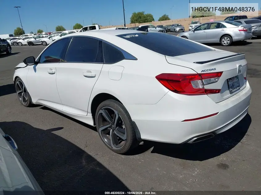 2021 HONDA ACCORD VIN 1HGCV1F48MA048376 — фото 3