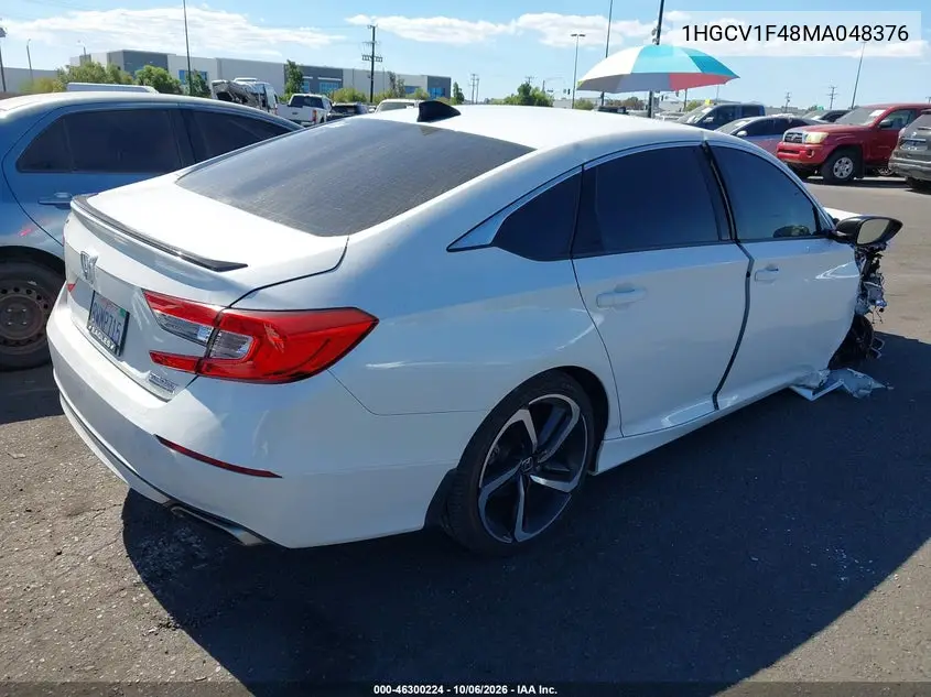 2021 HONDA ACCORD VIN 1HGCV1F48MA048376 — фото 4