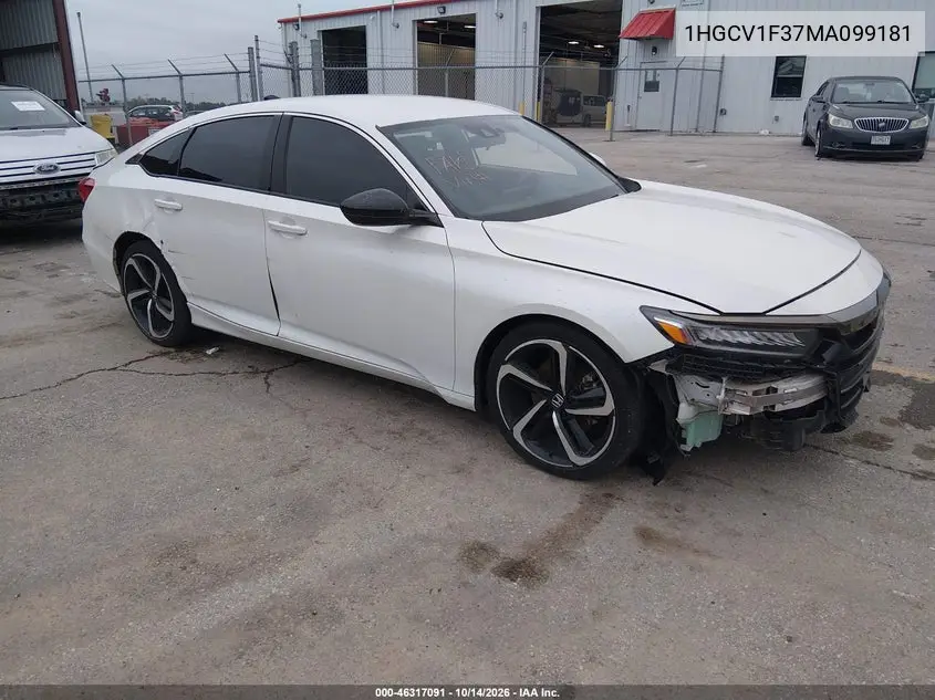 HONDA ACCORD 2021, VIN 1HGCV1F37MA099181