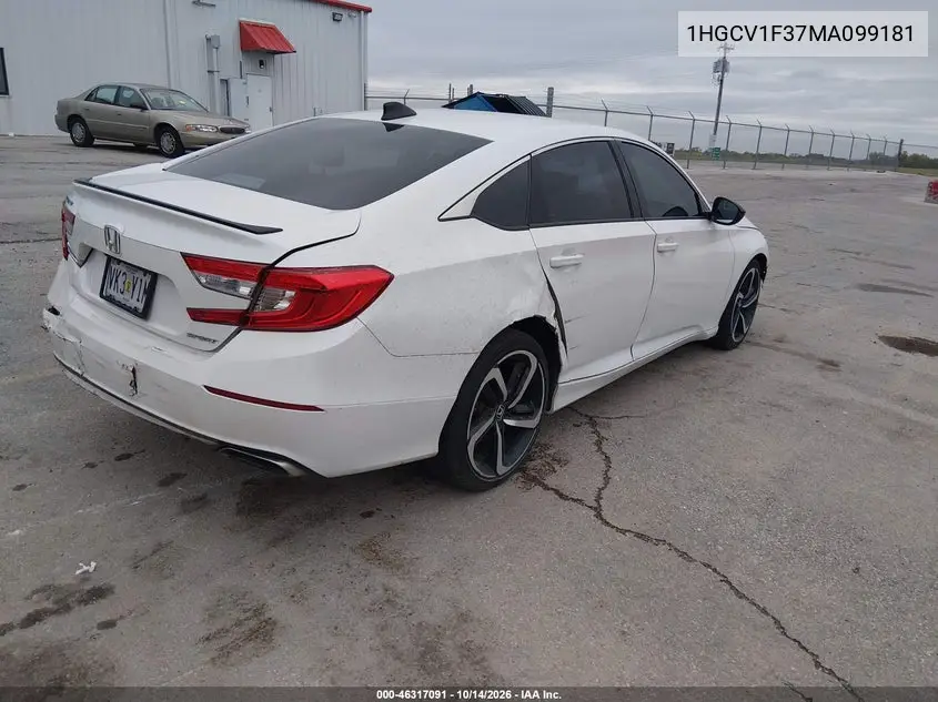 2021 HONDA ACCORD VIN 1HGCV1F37MA099181 — фото 4