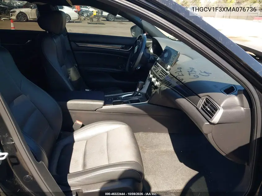 2021 HONDA ACCORD VIN 1HGCV1F3XMA076736 — фото 5