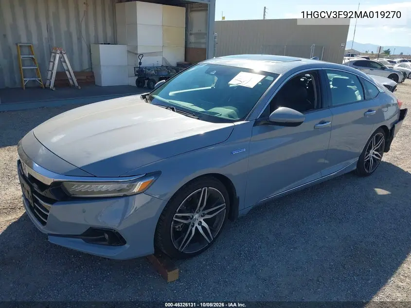 2021 HONDA ACCORD VIN 1HGCV3F92MA019270 — фото 2