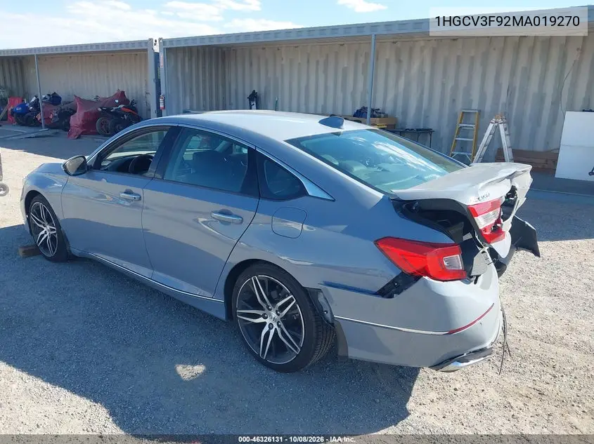 2021 HONDA ACCORD VIN 1HGCV3F92MA019270 — фото 3