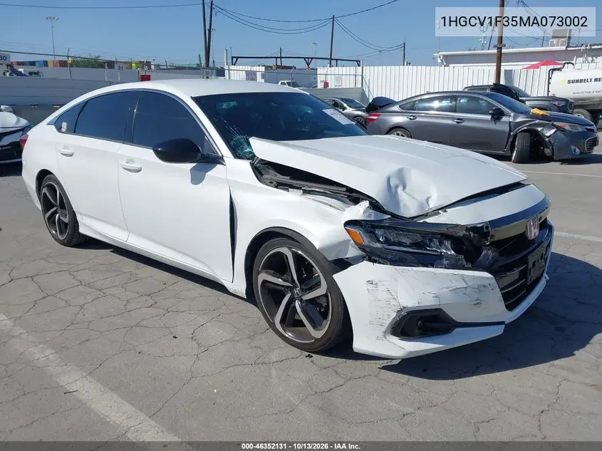HONDA ACCORD 2021, VIN 1HGCV1F35MA073002