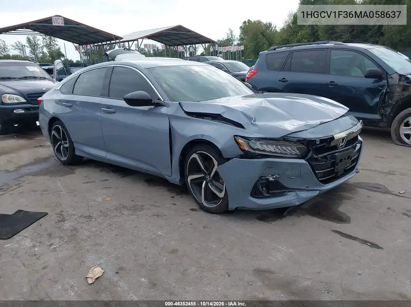 HONDA ACCORD 2021, VIN 1HGCV1F36MA058637
