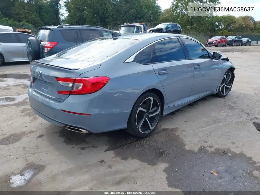 2021 HONDA ACCORD VIN 1HGCV1F36MA058637 — фото 4