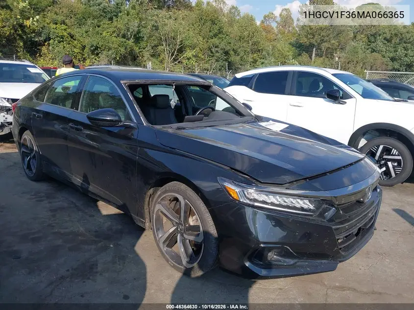 HONDA ACCORD 2021, VIN 1HGCV1F36MA066365