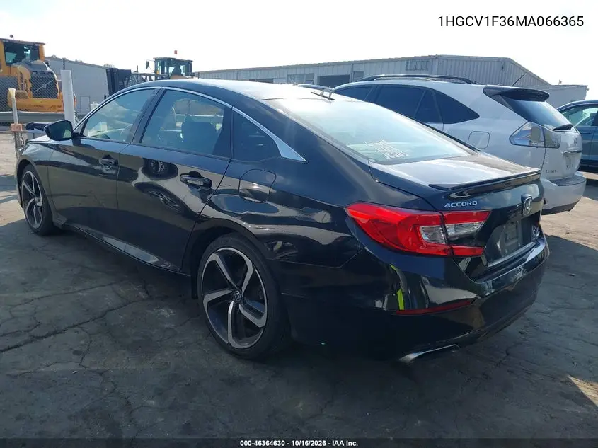 2021 HONDA ACCORD VIN 1HGCV1F36MA066365 — фото 3