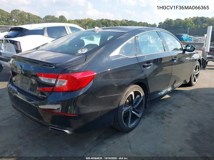 2021 HONDA ACCORD VIN 1HGCV1F36MA066365 — фото 4