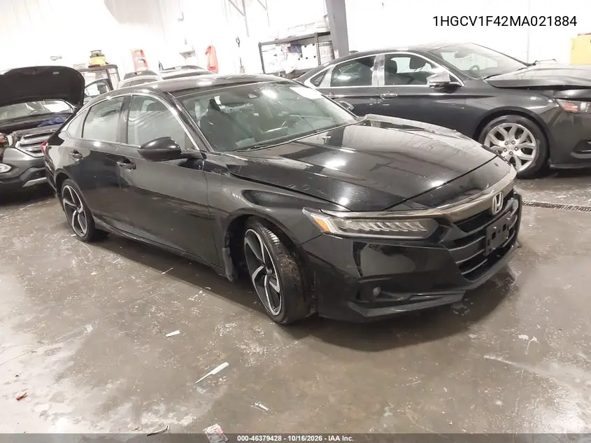 HONDA ACCORD 2021, VIN 1HGCV1F42MA021884