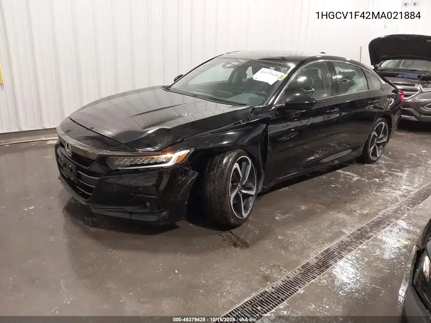 2021 HONDA ACCORD VIN 1HGCV1F42MA021884 — фото 2