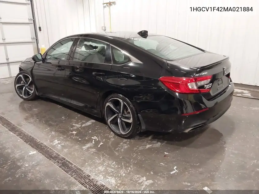 2021 HONDA ACCORD VIN 1HGCV1F42MA021884 — фото 3
