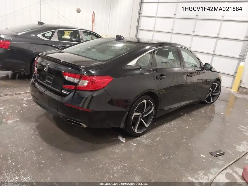 2021 HONDA ACCORD VIN 1HGCV1F42MA021884 — фото 4