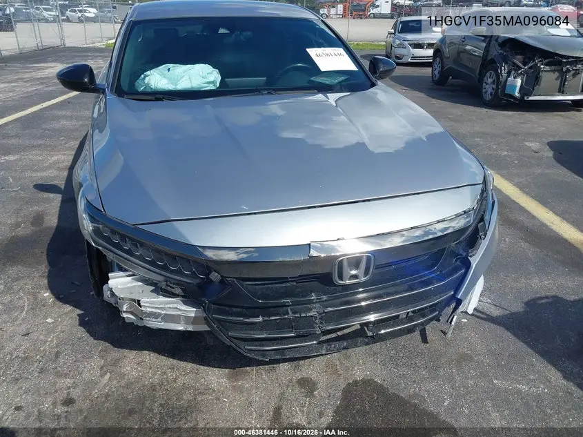 2021 HONDA ACCORD VIN 1HGCV1F35MA096084 — фото 6