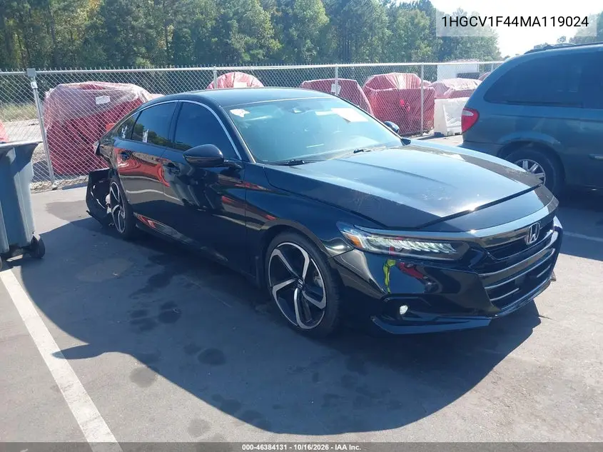 HONDA ACCORD 2021, VIN 1HGCV1F44MA119024
