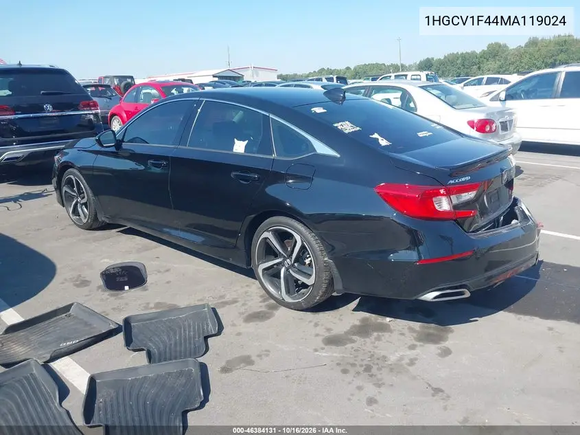 2021 HONDA ACCORD VIN 1HGCV1F44MA119024 — фото 3