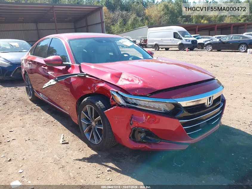 HONDA ACCORD 2021, VIN 1HGCV1F55MA000472