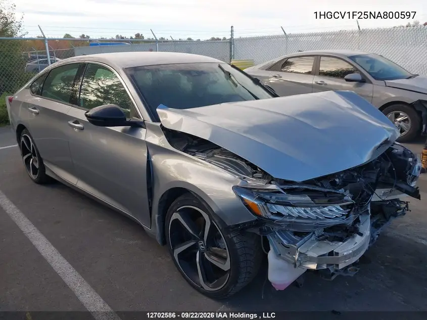 HONDA ACCORD 2022, VIN 1HGCV1F25NA800597
