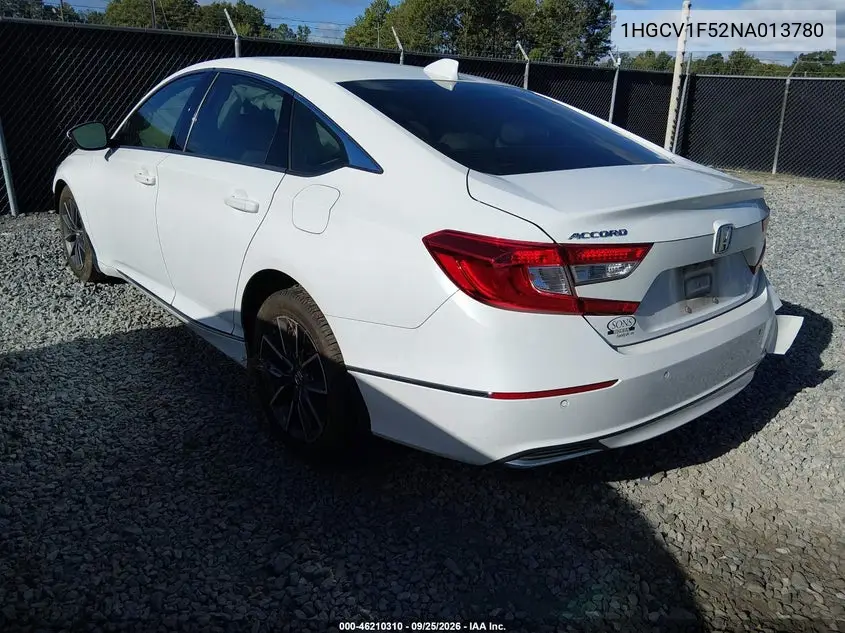 2022 HONDA ACCORD VIN 1HGCV1F52NA013780 — фото 3